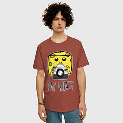 Футболка оверсайз мужская Cheese photographer, цвет: кирпичный — фото 2