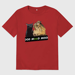 Мужская футболка оверсайз Черный и рыжий кот - Mood