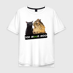 Футболка оверсайз мужская Черный и рыжий кот - Mood, цвет: белый