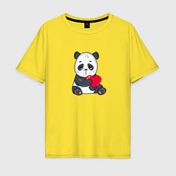 Футболка оверсайз мужская Панда с сердцем, цвет: желтый