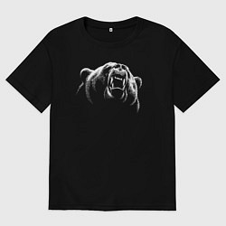 Мужская футболка оверсайз Голова рычащего медведя