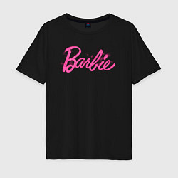 Футболка оверсайз мужская Блестящий логотип Барби, цвет: черный