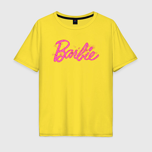 Мужская футболка оверсайз Блестящий логотип Барби / Желтый – фото 1