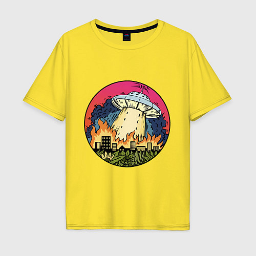 Мужская футболка оверсайз Destroyer UFO / Желтый – фото 1