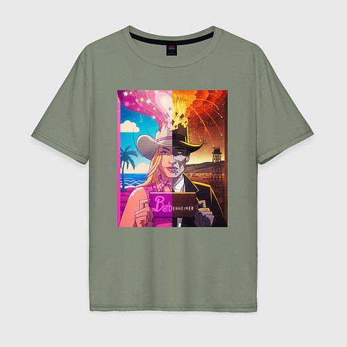 Мужская футболка оверсайз Барби Оппенгеймер / Авокадо – фото 1