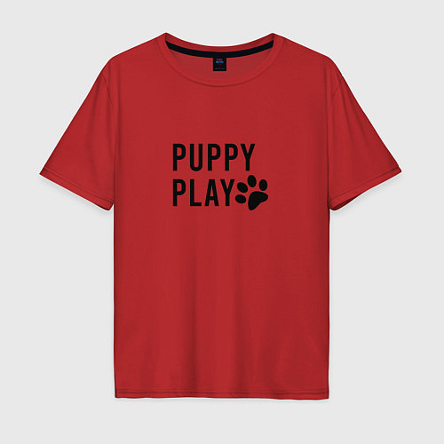 Мужская футболка оверсайз Puppy Play / Красный – фото 1