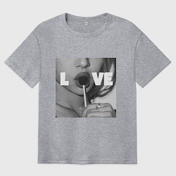 Футболка оверсайз мужская Непристойная девушка с чупа чупсом, цвет: меланж