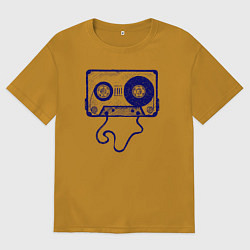 Футболка оверсайз мужская Music cassette, цвет: горчичный