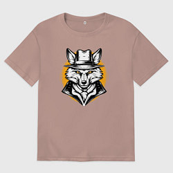 Мужская футболка оверсайз Лис в шляпе Дикий Запад