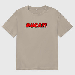 Футболка оверсайз мужская Ducati - красный градиент, цвет: миндальный