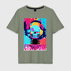 Мужская футболка оверсайз Cool skull - cyberpunk - pop art