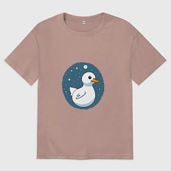 Мужская футболка оверсайз Утка в космосе