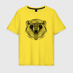 Мужская футболка оверсайз Медведь в кепке и очках