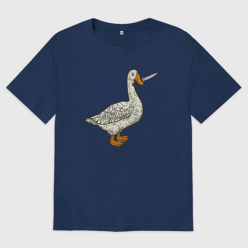 Мужская футболка оверсайз Утка повар / Тёмно-синий – фото 1