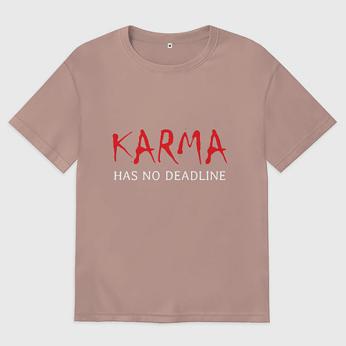 Мужская футболка оверсайз Karma has no deadline / Пыльно-розовый – фото 1