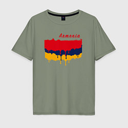 Футболка оверсайз мужская Flag Armenia, цвет: авокадо