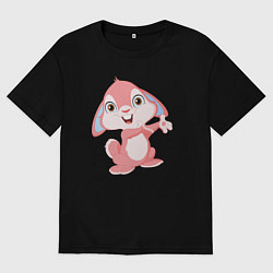 Футболка оверсайз мужская Розовый крольчонок, цвет: черный