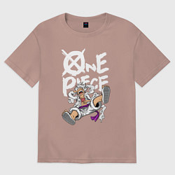 Футболка оверсайз мужская One piece - Луффи гир 5, цвет: пыльно-розовый