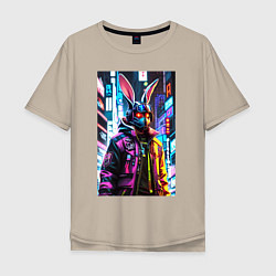 Мужская футболка оверсайз Cool hare - cyberpunk - metropolis