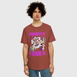 Футболка оверсайз мужская Луффи - гир 5, цвет: кирпичный — фото 2
