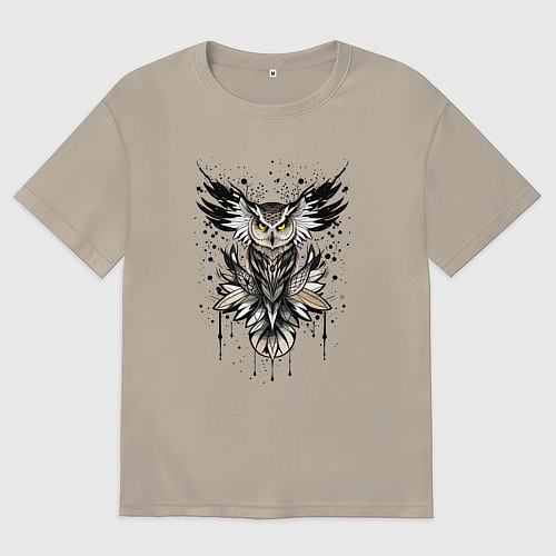 Мужская футболка оверсайз Сова викинга / Миндальный – фото 1