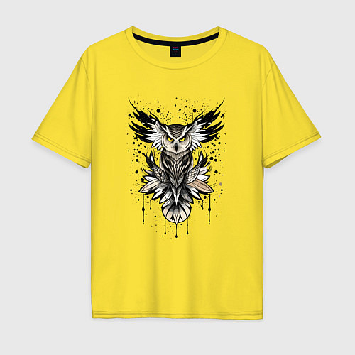 Мужская футболка оверсайз Сова викинга / Желтый – фото 1