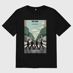 Футболка оверсайз мужская Skibidi toilet Beatles cameramen, цвет: черный