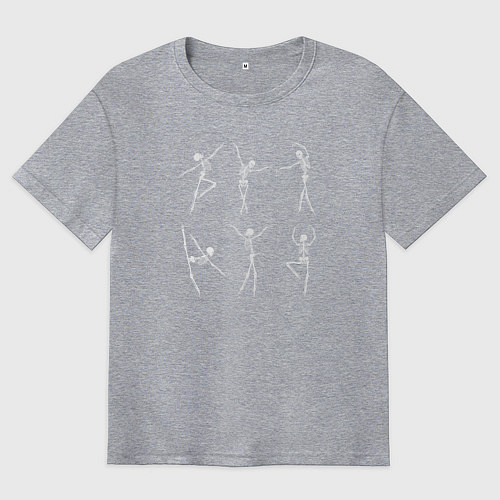 Мужская футболка оверсайз Скелеты танцуют балет / Меланж – фото 1