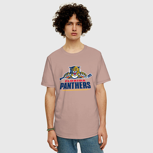 Мужская футболка оверсайз Florida panthers - hockey team / Пыльно-розовый – фото 3