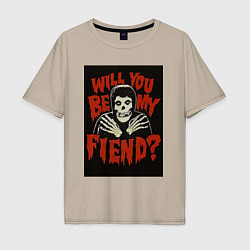 Футболка оверсайз мужская Will you be my fiend, цвет: миндальный