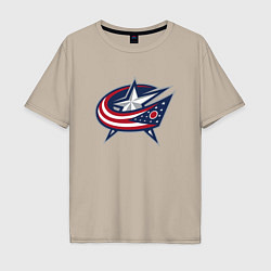 Футболка оверсайз мужская Columbus blue jackets - hockey team - emblem, цвет: миндальный