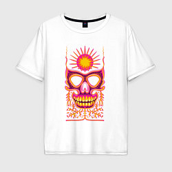 Мужская футболка оверсайз Яркая черепушка с солнцем