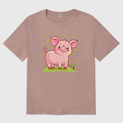 Мужская футболка оверсайз Розовый поросёнок