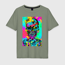 Футболка оверсайз мужская Cool skull - pop art - vogue, цвет: авокадо