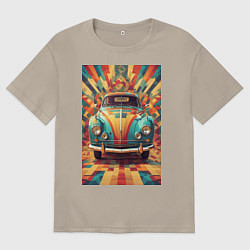 Мужская футболка оверсайз Ретро машина в ярких цветах