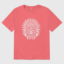 Футболка оверсайз мужская Мёртвый индеец, цвет: коралловый