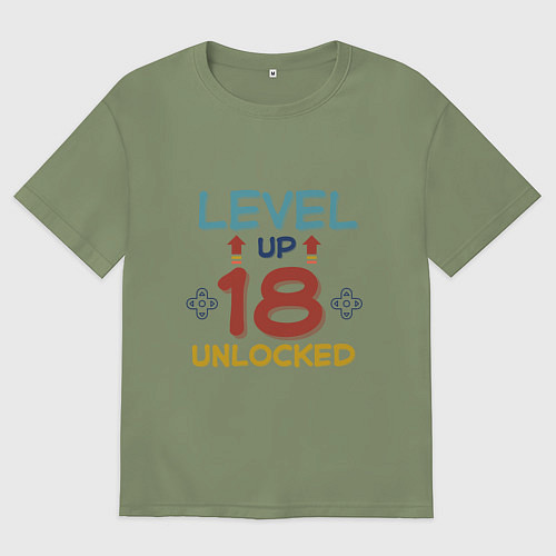 Мужская футболка оверсайз 18 уровень разблокирован / Авокадо – фото 1