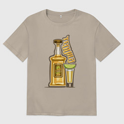 Футболка оверсайз мужская Текила с лаймом, цвет: миндальный