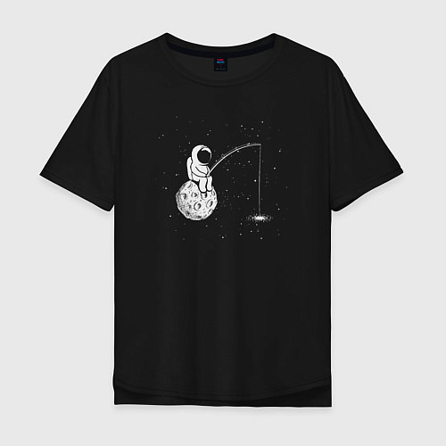 Мужская футболка оверсайз Рыбалка в космосе / Черный – фото 1
