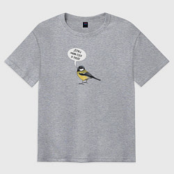 Футболка оверсайз мужская Синица с прикольной надписью - держи себя в руках, цвет: меланж