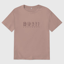 Мужская футболка оверсайз Эволюция пивных кружек в стиле крафт