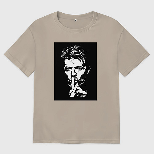 Мужская футболка оверсайз David Bowie - Silence / Миндальный – фото 1