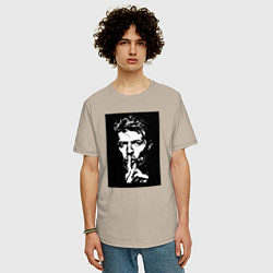 Футболка оверсайз мужская David Bowie - Silence, цвет: миндальный — фото 2