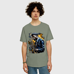 Футболка оверсайз мужская Чернокожий саксофонист, цвет: авокадо — фото 2