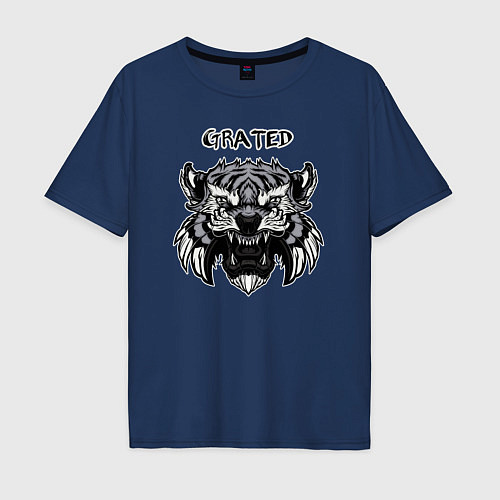 Мужская футболка оверсайз Grated - Tiger / Тёмно-синий – фото 1