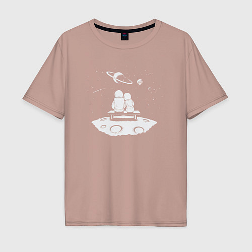 Мужская футболка оверсайз Space love / Пыльно-розовый – фото 1