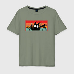 Мужская футболка оверсайз Мемный кот ретро - с револьверами
