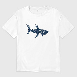 Футболка оверсайз мужская Трайбл акула призрак, цвет: белый