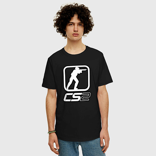 Мужская футболка оверсайз CS2 logo / Черный – фото 3