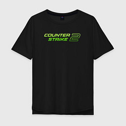 Футболка оверсайз мужская Counter strike 2 green logo, цвет: черный